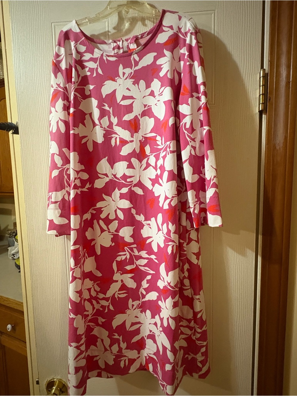 Southern Tide Pink and White Floral Long-Sleeve Shift Dress